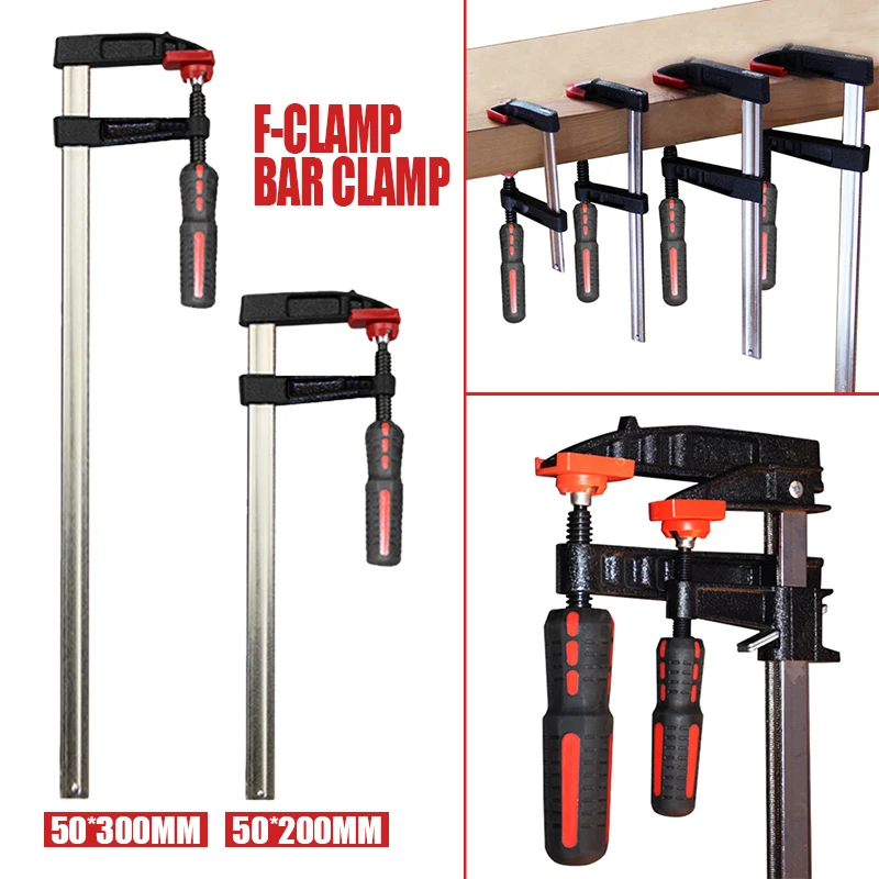 

300mm/200mm Heavy Duty F Clamp Bar Quick Action F-Clamps Woodworking Fastener Hand Tool