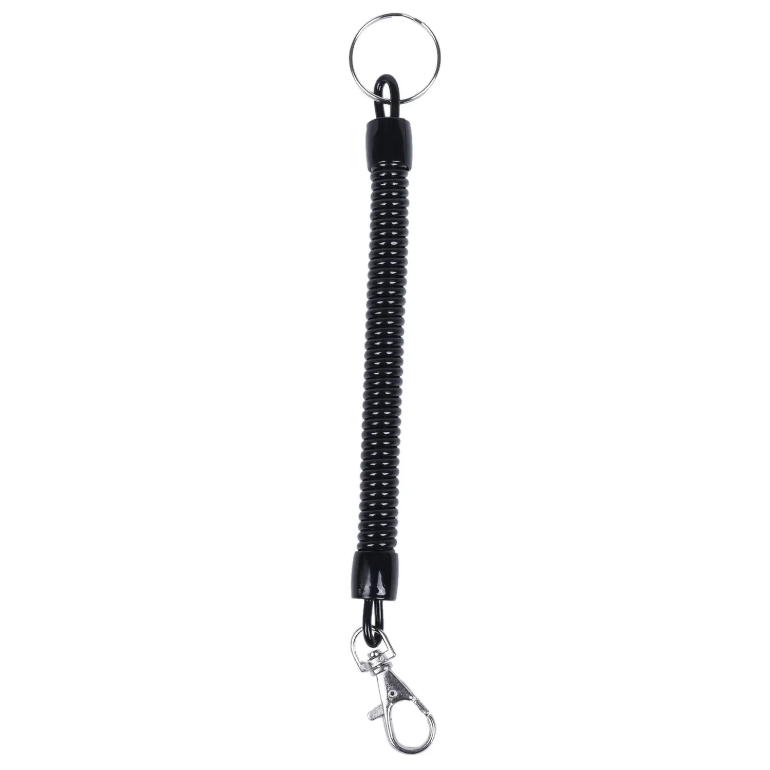 

Lobster Clasp Black Spring Stretchy Coil Cord Strap Keychain Key Chain Rope