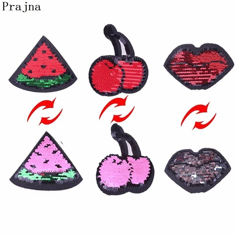

Prajna Reversible Change Color Sequin Patch Cat Fruits Star Rainbow Patches Clothes Decoration Applications For Clothes Badge