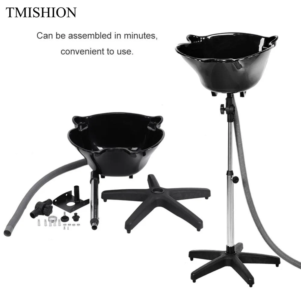

Adjustable Hair Basin PP Shampoo Basin Sinks With Drain Tube Hair Salon SPA Deep Hairdressing Shampoo Bowl Equipment Black