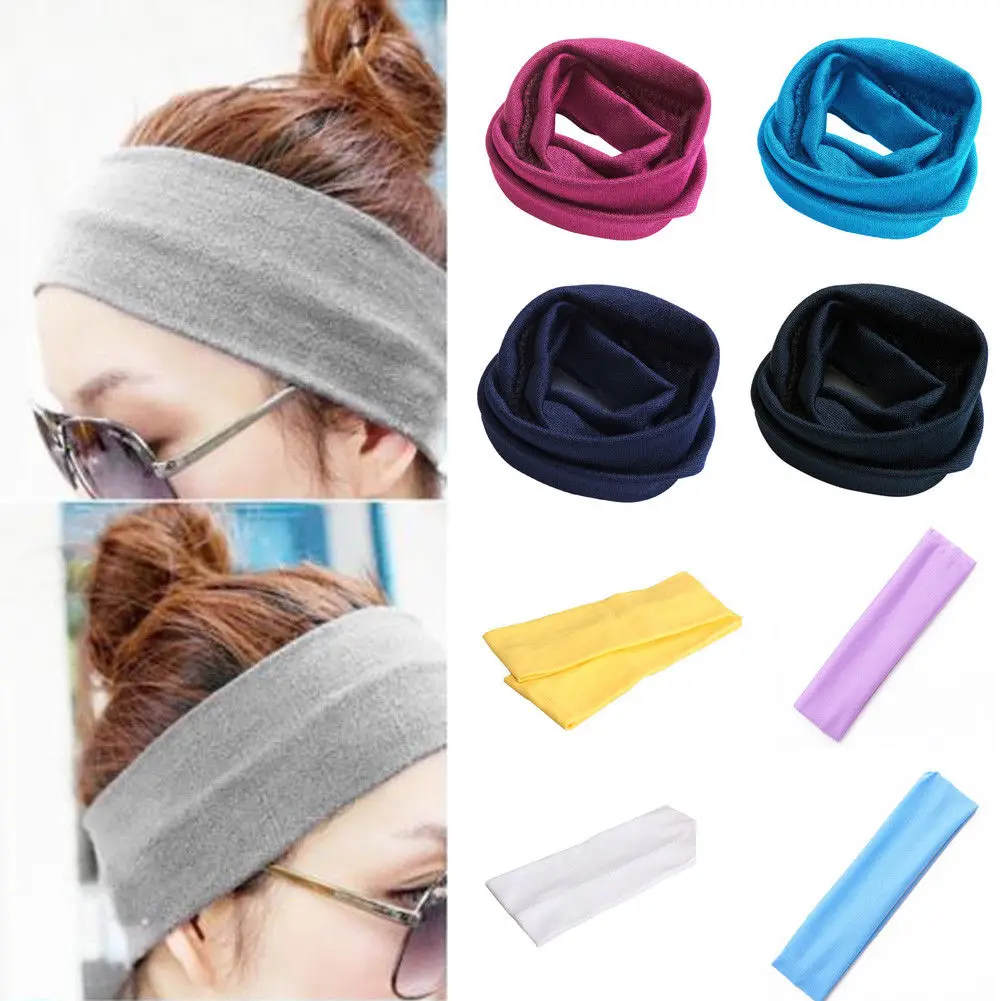 Unisex Ladies Men Sports Yoga Sweatband Gym Stretch Headband Hair Band