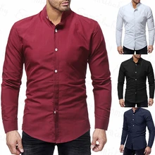 Модные мужские формальные стильные однотонные рубашки мужские топы высокого качества весенне-летние рубашки с длинными рукавами мужские офисные облегающие рубашки