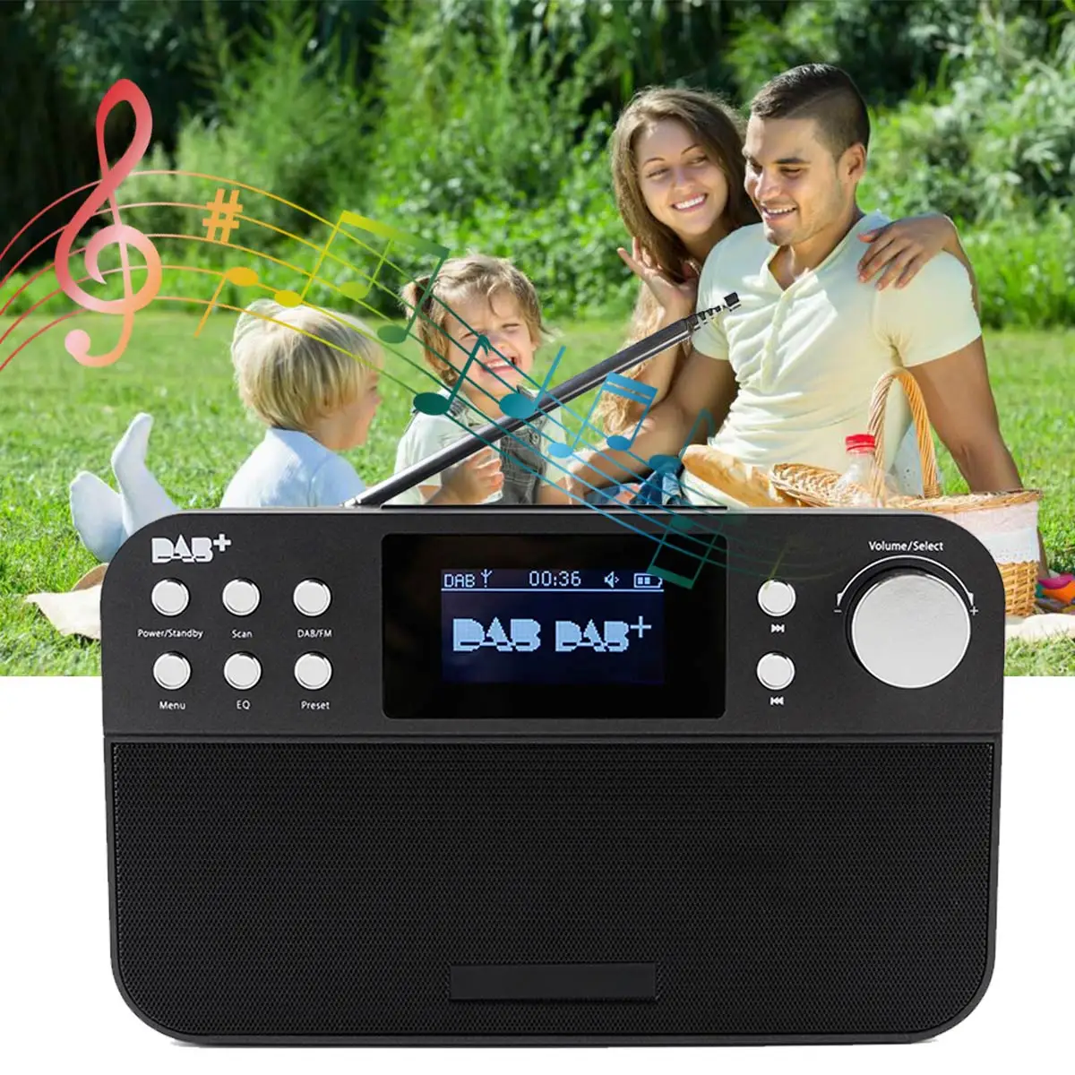 

Portable Digital Mini Radio Receiver TFT bluetooth Radio Alarm Clock Sleep Timer Music Speaker Support RDS FM DAB DAB+ MP3 USB