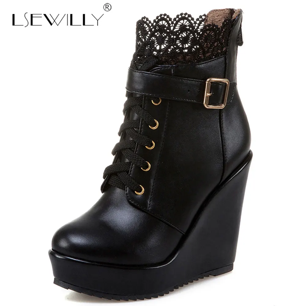 wedge heel motorcycle boots