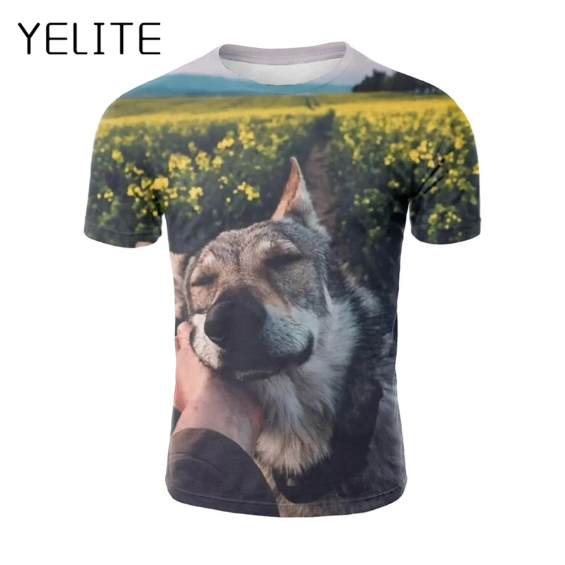 YELITE упрямый пес 3d печатная Футболка 2019 Новая сенсорная собака узор Мужская