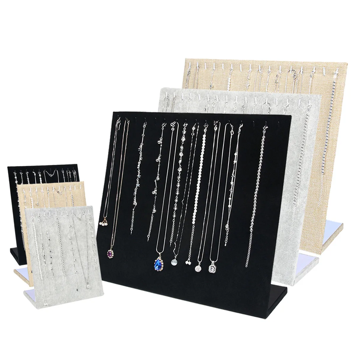

Black Velvet Necklace Bracelet Chain Jewelry Display Holder Stand Fabrics Women Jewelry Organizer Holder Storage Case 3 Colors