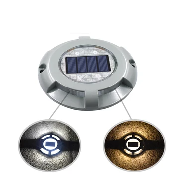 

LED Solar Garden Wall Light Road Stud Lighting Aluminum 4 LED Outdoor Road Driveway Dock Path Ground Light Lamp Warm White Light
