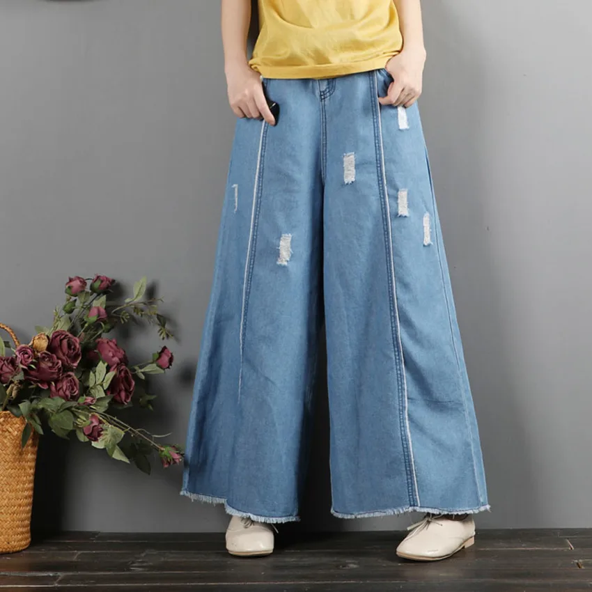 Джинсы-бойфренды для Для женщин широкие брюки джинсовые штаны джинсы в винтажном стиле женские с высокой талией Повседневный рваный