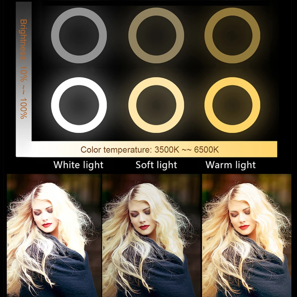 

Selfie Light LED Studio Camera Ring Light Photo Phone Video Light Lamp With Tripods Selfie Stick Ring Table Fill Light For Canon
