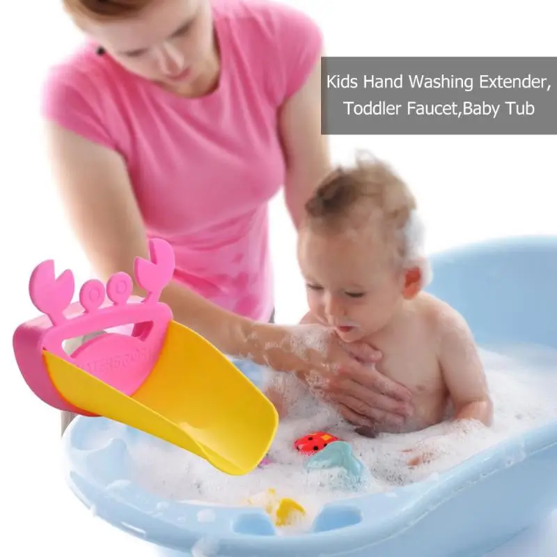 Kids Hand Washing extender Silicone Faucet Extender Baby Tubs Kids Rubber Bathroom Sink crab design Water Reach Faucet sink