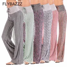 Women Stripe Print Yoga Pants Loose Wide Leg Full Pants High Waist Running Workout Trousers Flared Slim Yoga Pants Plus Size plus stripe tape side wide leg pants