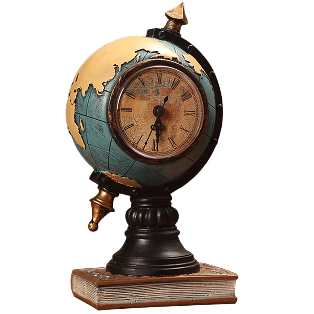 

Desktop Ornament Vintage Clock Globe Model Table Decoration Tabletop Ornament