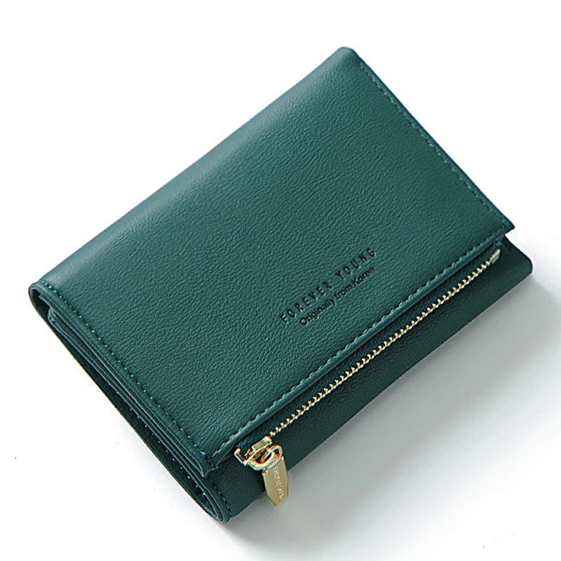

New Trifold Ladies Short Wallet With Zipper Coin Pack Card Holder Mini Women Wallets Fashion Female PU Purse PR05762-1B