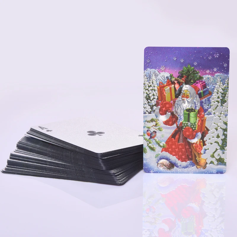 CHRISTMAS plastic Playing Cards Waterproof golden PVC poker game cards collection Durable creative gift plastic poker cards CHRISTMAS plastic Playing Cards Waterproof golden PVC poker game cards collection Durable creative gift plastic poker cards
