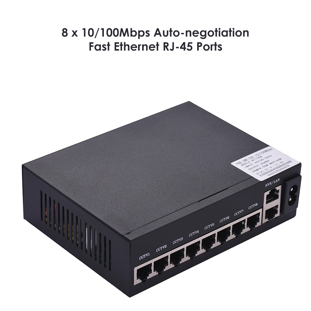 NF1008 коммутатор питания через Ethernet 8 портов Ethernet Порты и разъёмы Uplink Ethernet Порты и разъёмы 1,6 Гбит/с IEEE 802.3at Мощность Over Ethernet 10/100 Мбит/с переключатель Мощность адаптер