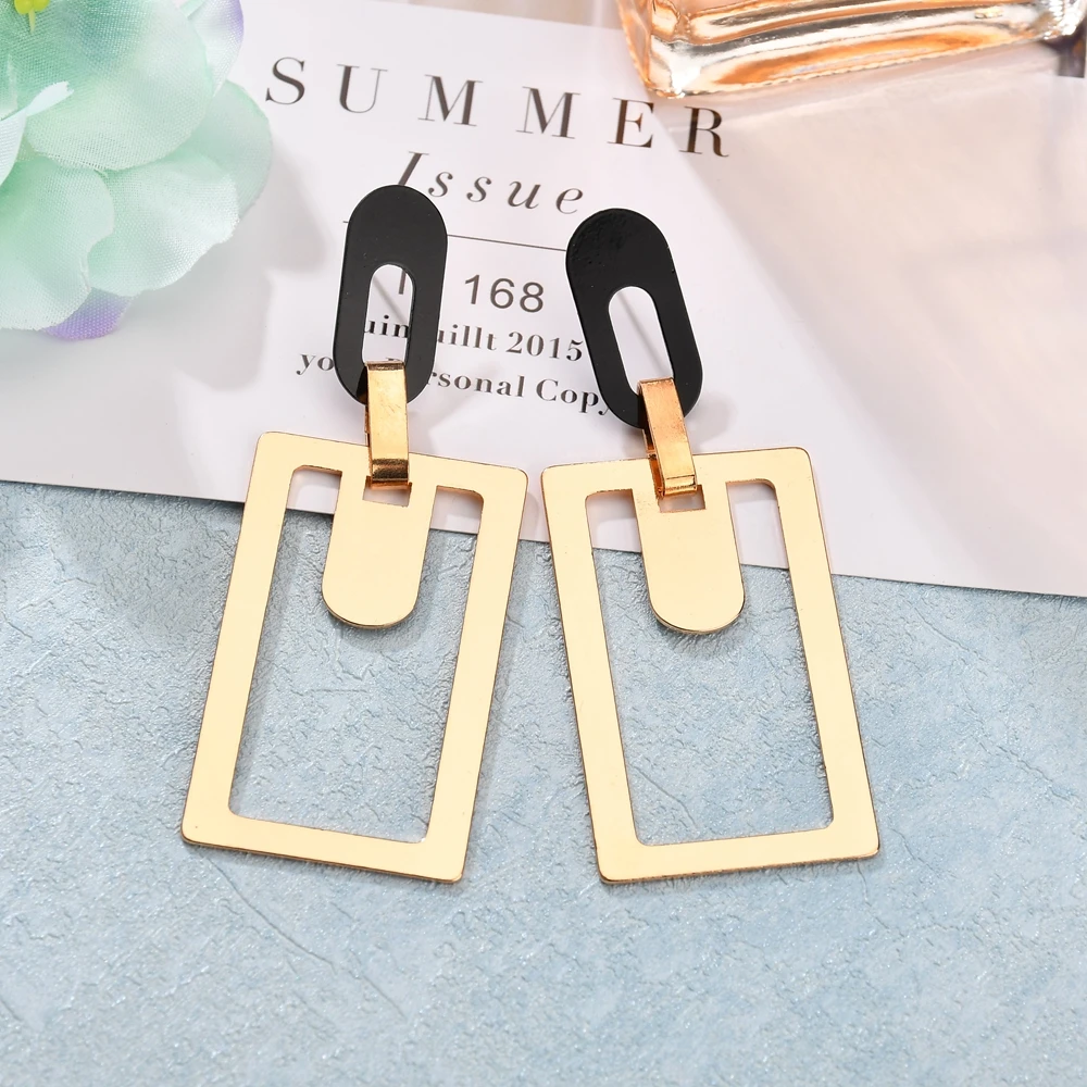 

UAM 2019 New Personality Trendy Style Rectangle Geometric Hollow Personality Simple Style Fashion Jewelry For Woman Accessories