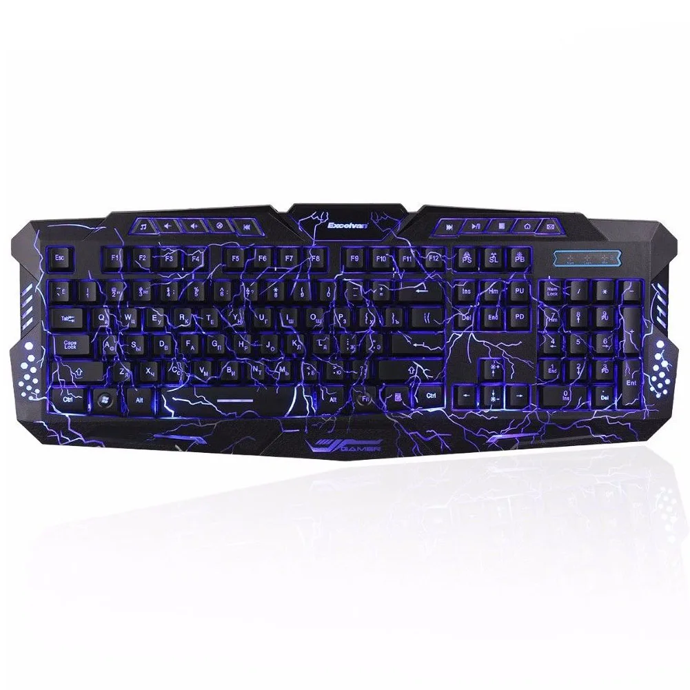 

Mechanical Wired Backlight Multimedia Luminous Ergonomic Changeable LED Keyboard Set USB Gaming Keyboard Combo Computer #1212