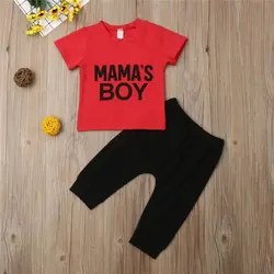 2019 футболка для новорожденных и маленьких мальчиков, футболка, топ + длинные штаны, комплект одежды из 2 шт., Детский комплект