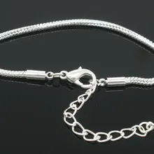 4 шт посеребренные браслеты-цепочки в форме змеи, подходящие для европейских шармов, 19 см х 2,5 мм(B04195