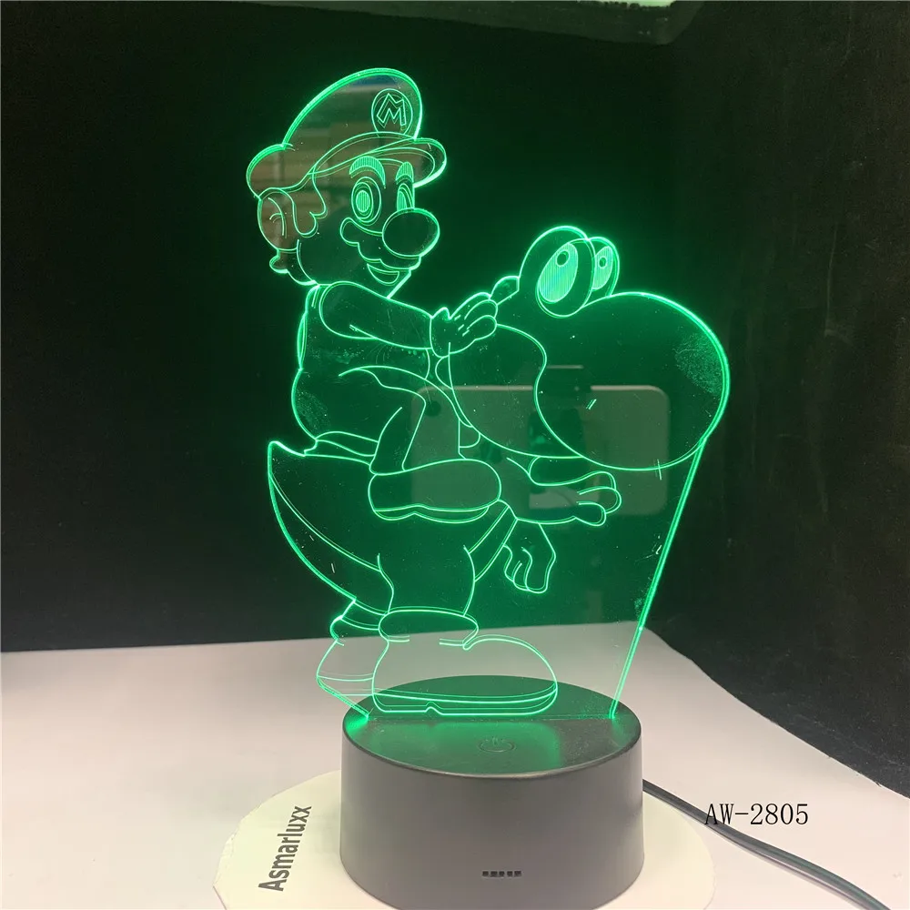 3D светодиодсветодиодный USB лампа Yoshi Mario мультяшная игровая фигурка Супер