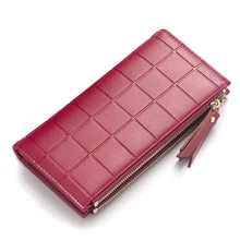 Classic Ladies Long Wallet Korean Version Double Zipper Buckle Clutch Bag Plaid Phone Bag Embossed Handbag Purse Classic Ladies Long Wallet Korean Version Double Zipper Buckle Clutch Bag Plaid Phone Bag Embossed Handbag Purse
