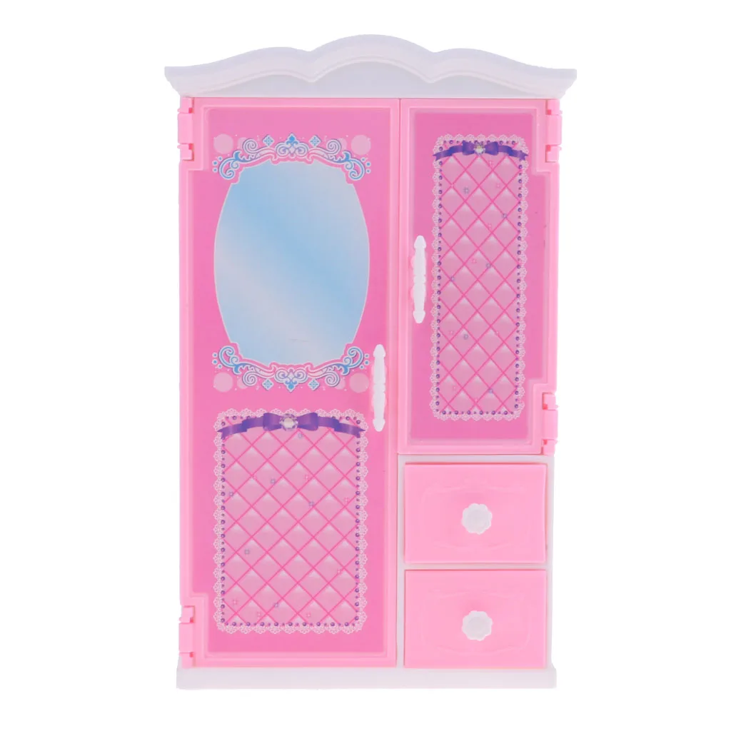 Bomcomi Dollhouse Wardrobe Plastic Cabinet Bedroom Miniature Furniture Doll House Accessories Girls Toys Bomcomi Dollhouse Wardrobe Plastic Cabinet Bedroom Miniature Furniture Doll House Accessories Girls Toys
