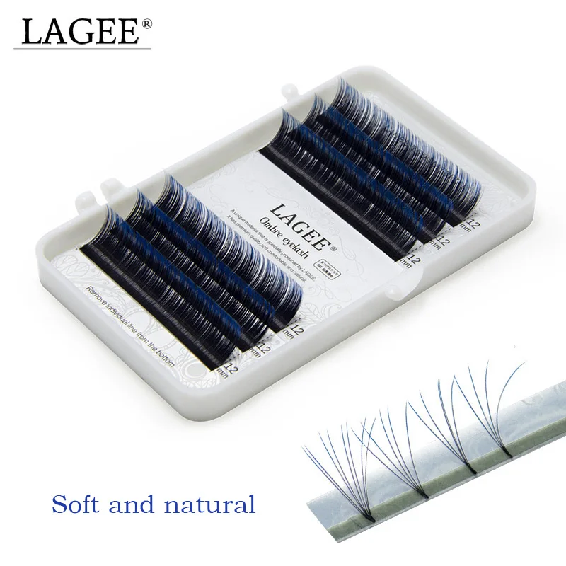

LAGEE Ombre eyelash Blue color False Eyelashes Individual Eyelashes Faux Mink Eyelashes Premium soft Make up tools Curl C