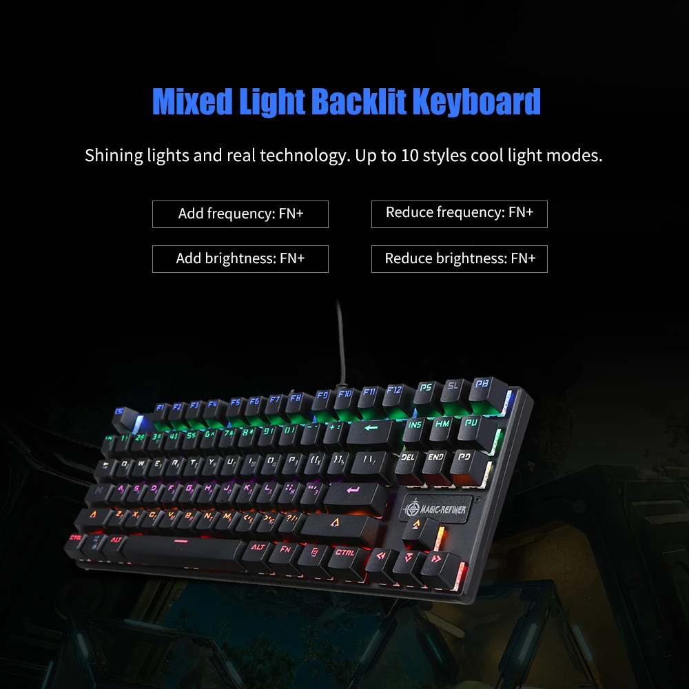 Механическая клавиатура MAGIC REFINER 87 клавиш игровая с синим переключателем