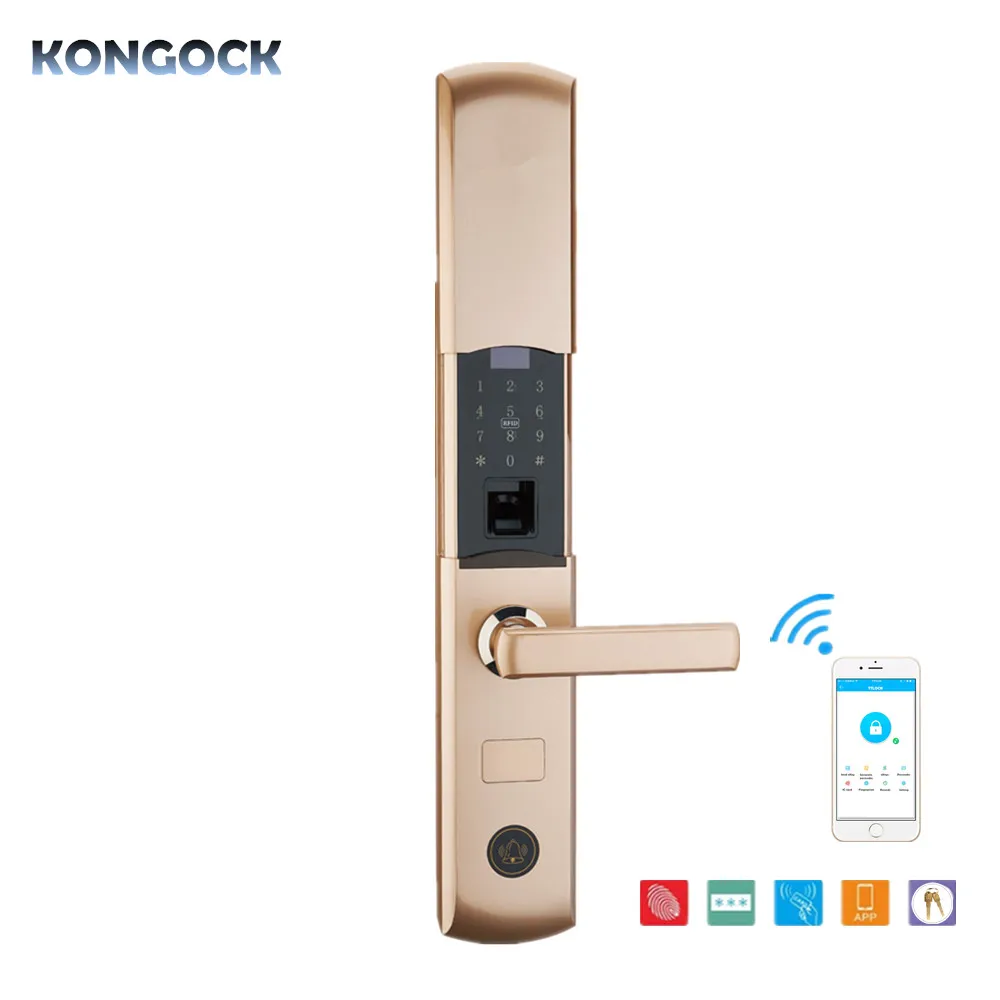 

APP Remote fingerprint and digital RFID smart door lock, multiple function and combination unlock for home and apartment etc