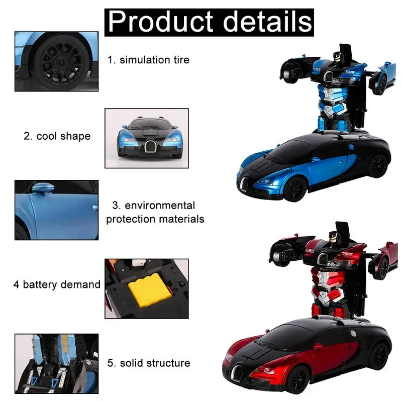 Трансформирующийся радиоуправляемый робот трансформер Bugatti Rambo автомобиль