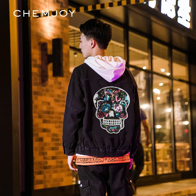 

Large Sequin Patch Black Skull Sew on Patches for Cool Clothing Coat Backpacks Sewing Applique Clothes Stickers Jacket Badges