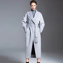 Зимнее женское модное благородное длинное шерстяное пальто, повседневное тонкое двухстороннее кашемировое пальто размера плюс, шерстяное Женское пальто Ls234
