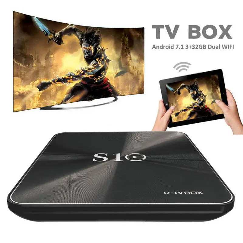 

Eight-core S10 TV BOX S912 4K Network Player Set-top Box Android 7.1 3+32GB Dual WIFI Smart TV Box