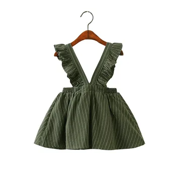 

ruffle striped green vest dress age for 2-8 yrs little girls spring clothes summer kids sleeveless beach clthing Princess frocks