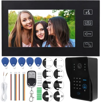 

7in Video Door Phone Wired Access Control Doorbell Kit Home Intercom System