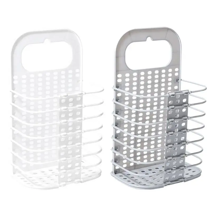 

Wall Mounting Storage Thick PP Material Basket Mounted Holder Wall Rack Foldable Organizer Simple Shape Hamper Storage Basket