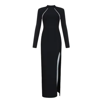 

Women Sexy Black sequins Strapless Maxi Dress 2018 Ladies Designer Prom gown