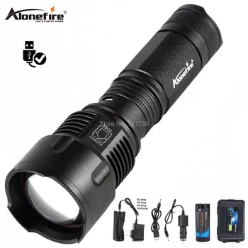 

AloneFire USB Rechargeable 26650 Flashlight X981 Torch XML T6 high power led torch Zoomable zoom Camping Hunting Lantern