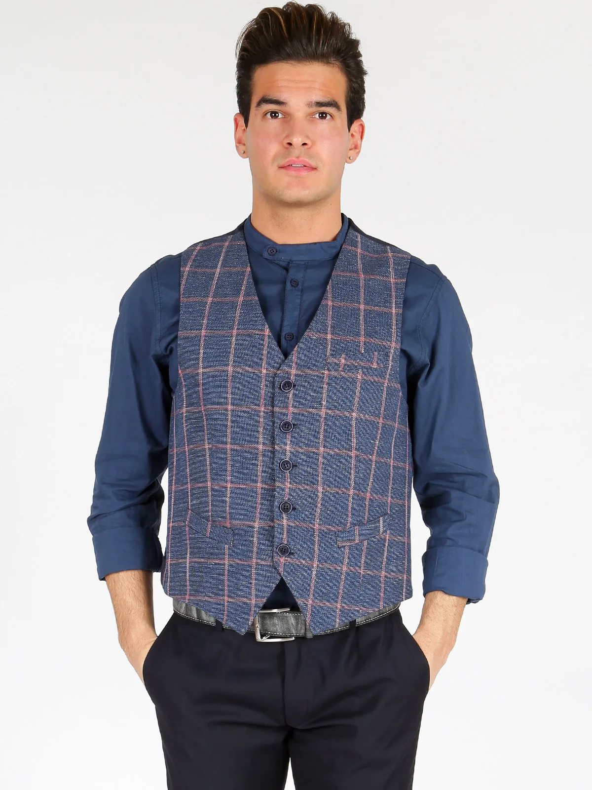 Vest blue plaidin Vests from Men's Clothing on