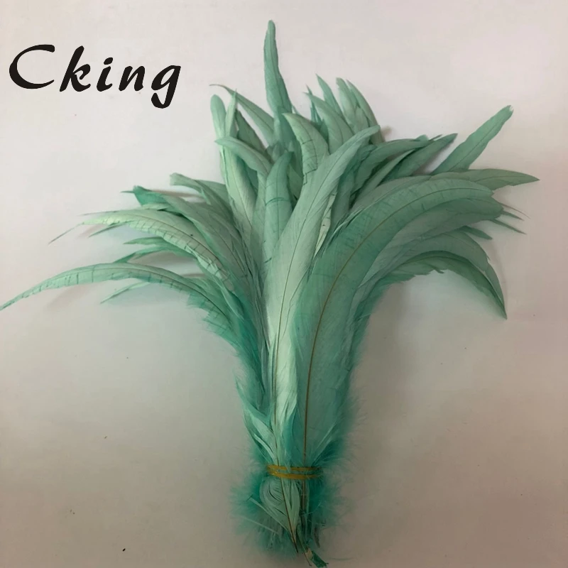 

100pcs / lot Mint Green 12-14 inches / 30-35cm / high quality rooster tail feather / diy wedding holiday party props accessories