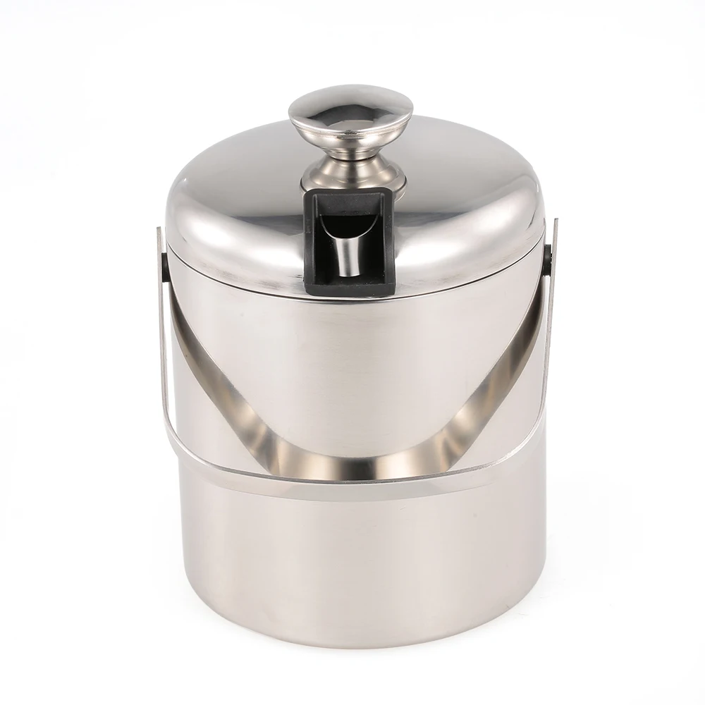 

Stainless Steel Ice Bucket Double Wall Ice Cube Container Hand-held Wine Bucket with Lid and Tong for Wine Bottle Parties Bar