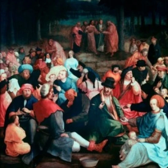 Чудо хлеба и рыбы люкус Ван Лейден (1494 1533/Netherlandish) печать плаката (18x24)|Таблички
