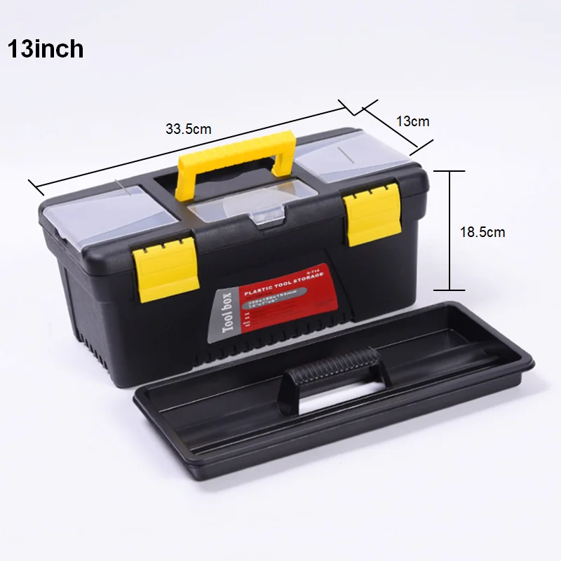 13 inch Plastic Tool Box with Handle, Tray, Compartment, Storage and