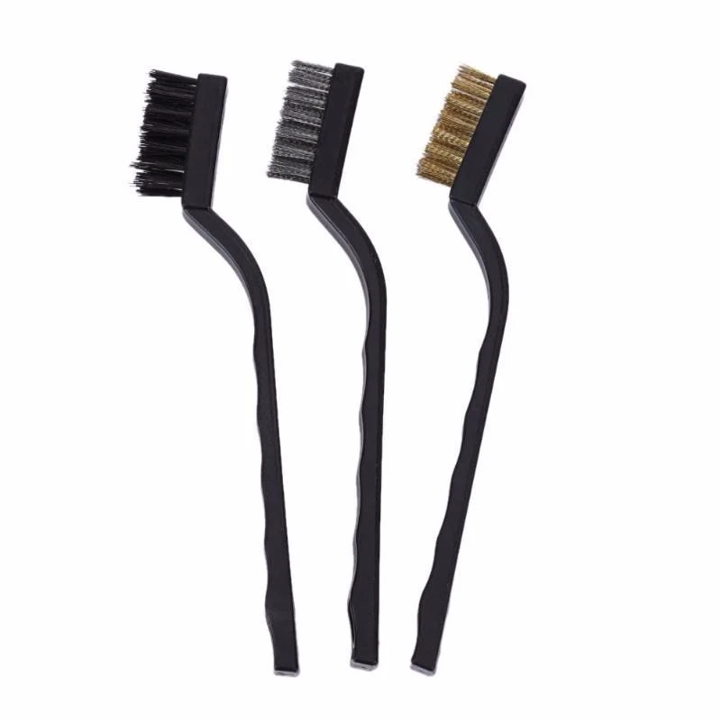 

3pcs Mini Wire Brush Set Steel Brass Nylon Cleaning Polishing Metal Rust Brush,for Cleaning Welding Slag and Rust