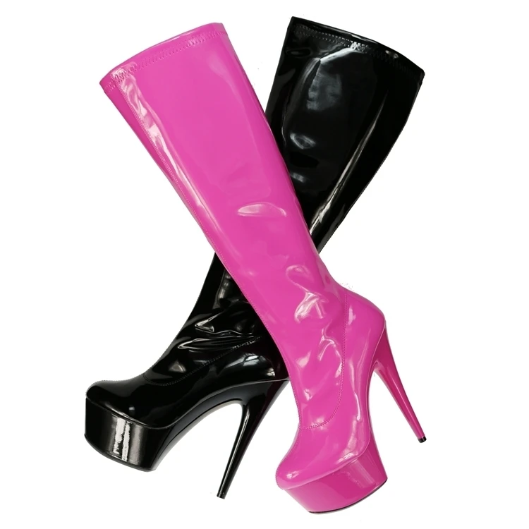 Botas Mujer Patente as Con De Photo Colorido Lateral Tamaño Plataforma Cuero Photo Caramelo Mostrar Tacón Personalizado Alto Alta Cremallera Sexy T As vqBvxrA
