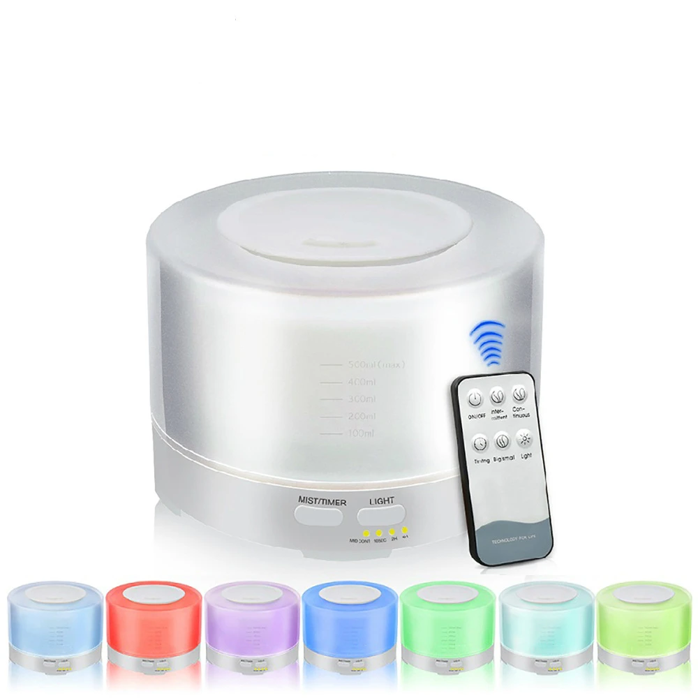 

500ml Remote Control Ultrasonic Air Aroma Humidifier With 7 Color LED Lights Electric Aromatherapy Essential Oil Aroma Diffuser