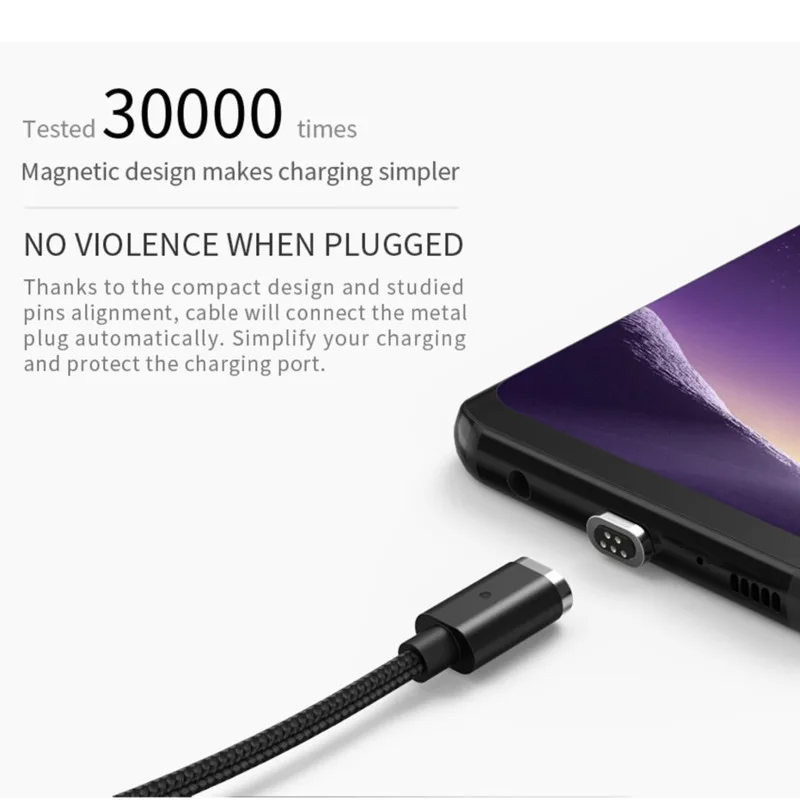 Wsken USB Magnetic charging Cable For iPhone xs x 8 7 6 Magnetic Charger Micro USB Type C Magnet Cable For Samsung Huawei Xiaomi