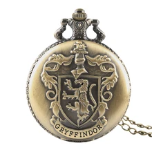 Бронзовые карманные часы Гриффиндора с резной тематикой, кварцевые карманные часы с белым циферблатом, римские мужские карманные часы, лучшие подарки для мальчиков