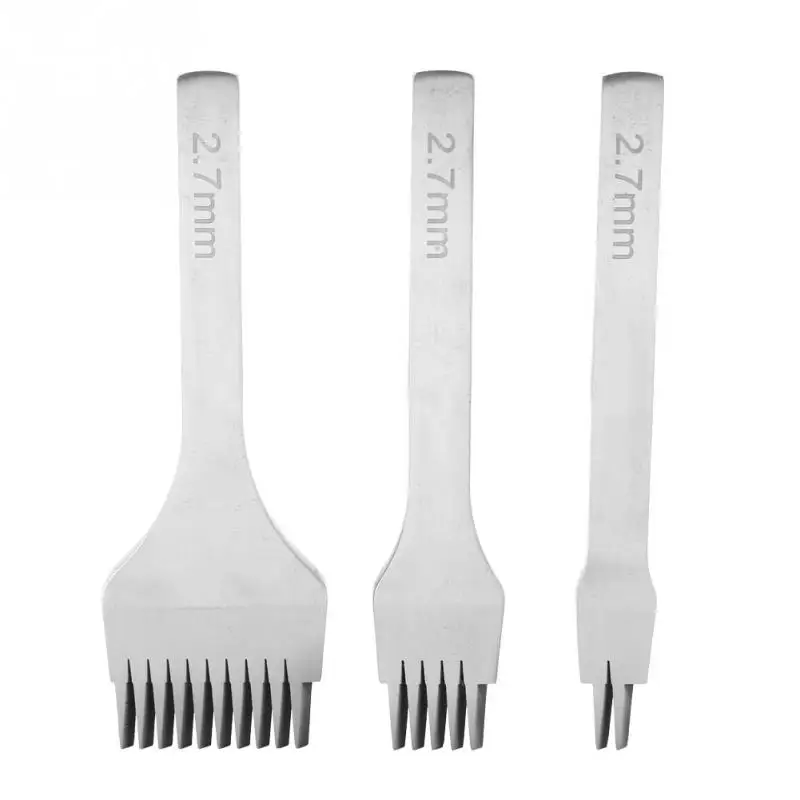 

White Steel 2/5/10 Punch Prong Tool Set Lacing Stitching Chisel Set for Leather Crafts DIY Tool Sets