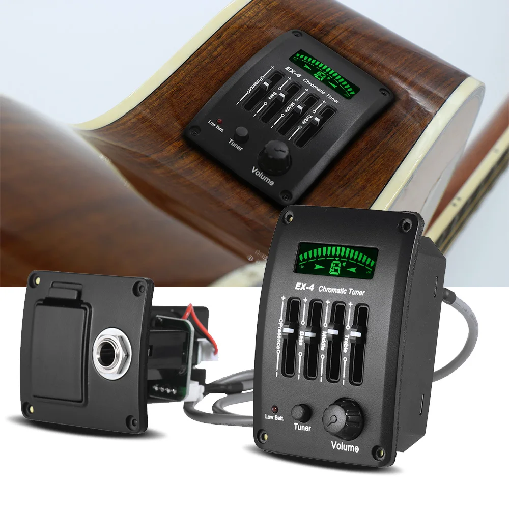 Acoustic Guitar Pickup 4 Band EQ Equalizer Tone and Volume Amplifier
